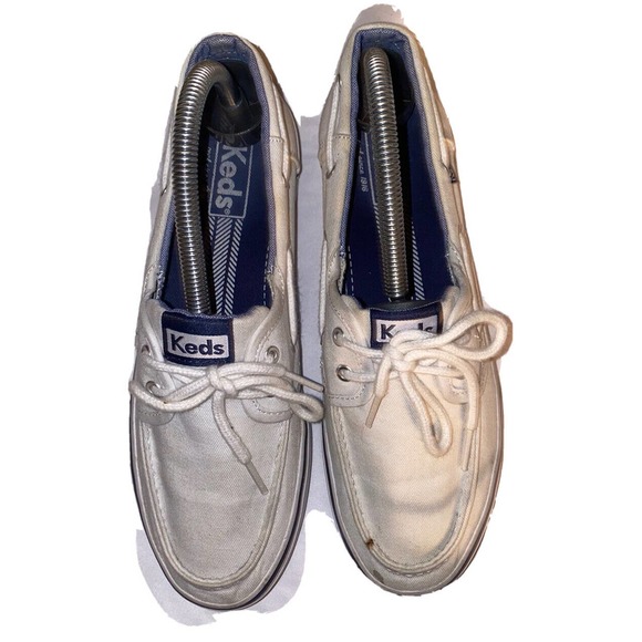 Keds Woman’s Boat Shoes Sneakers White And‎ Light Blue Liner Size 8 - Picture 1 of 10